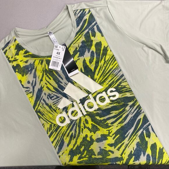 Adidas T-Shirt Multi Sport Halo Green Logo Primegreen Short Sleeve Aeroready 4X - Picture 1 of 6